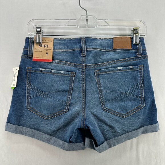 Aeropostale Shorts Womens 4 Medium Wash Destroyed Denim Low-Rise Slim Fit Blue - Picture 2 of 12